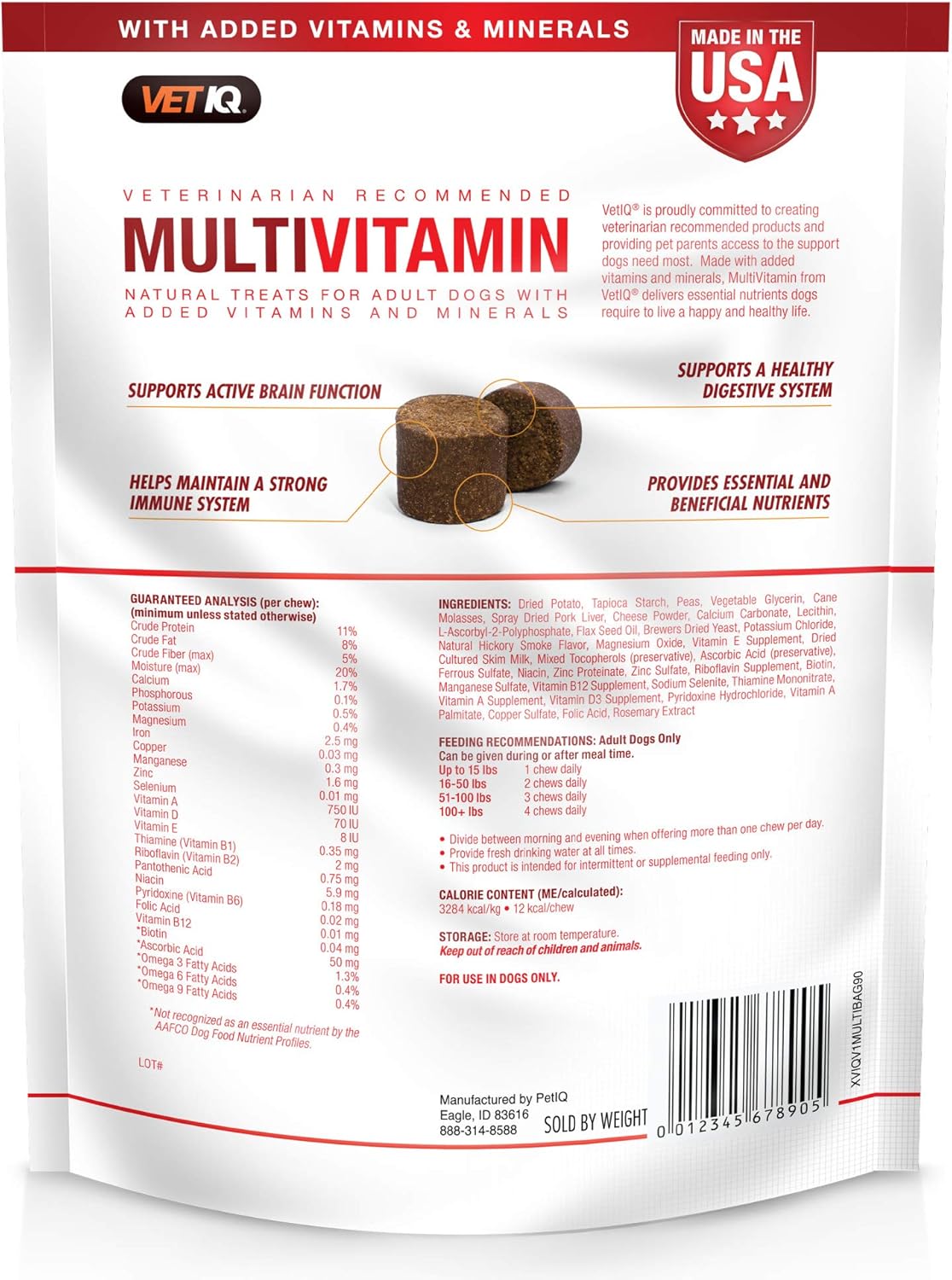 VetIQ MultiVitamin Health Support Supplement Soft Chews for Dogs, 90 Count : Pet Supplies
