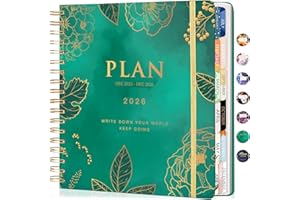 CAGIE 2026 Planner Weekly and Monthly — January - December 2026 Calendar, Hardcover Spiral Bound, 13 Monthly Dividers Tabs, Stickers, 8.3 x 9.3 Inch, Women Planner Agenda For Work, Family Affiar, Personal