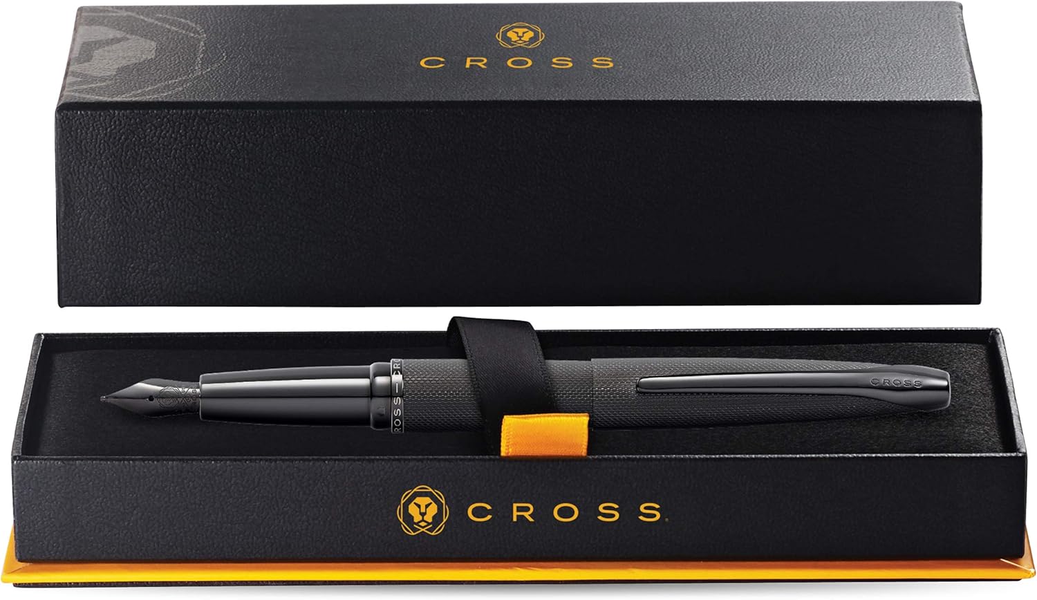Cross ATX Brushed Black PVD w/ Etched Diamond Pattern Fountain Pen w