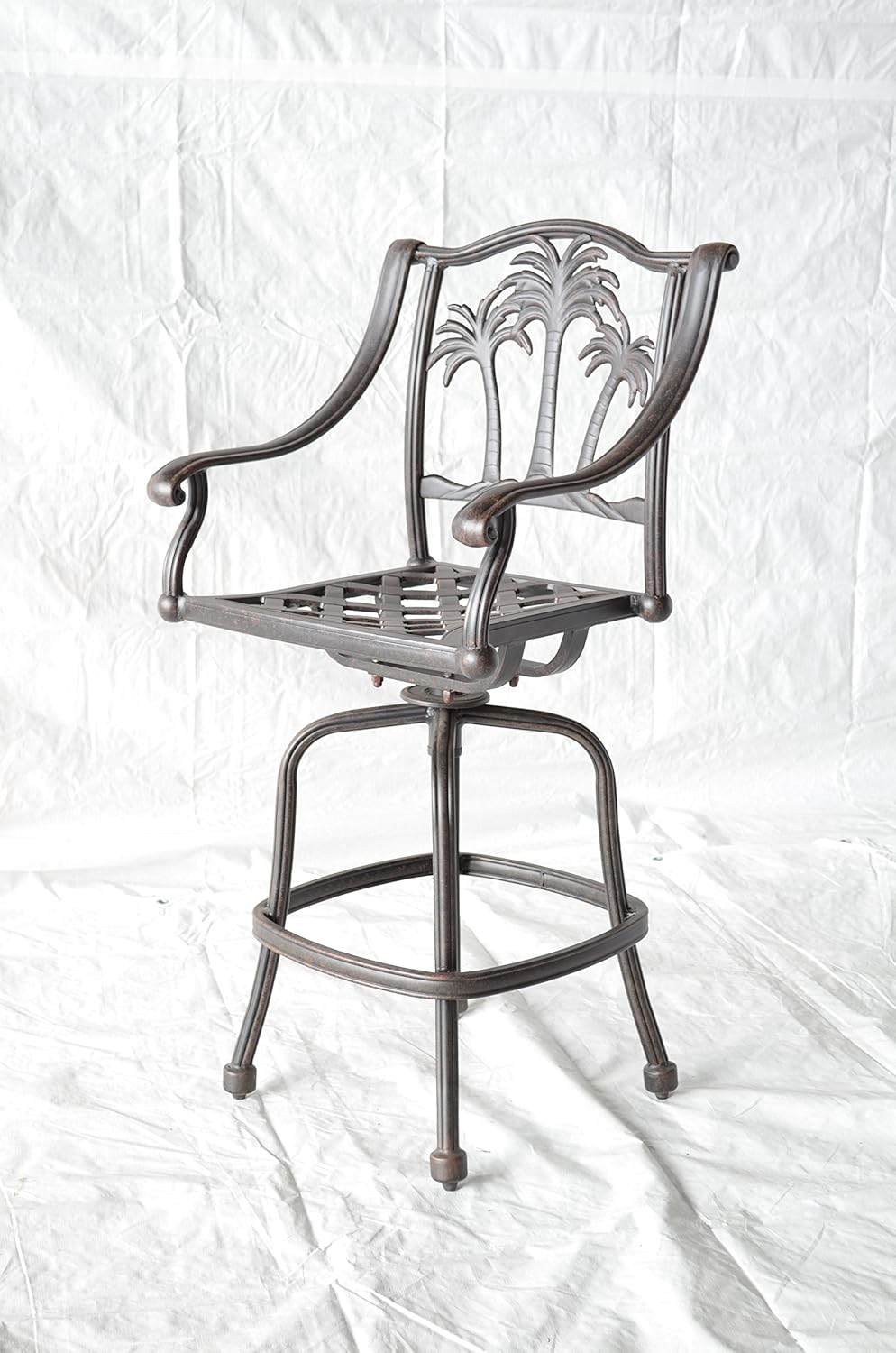 amazon 4 piece patio set on Amazon Com Palm Tree Outdoor Patio Set 4 Pc Swivel Bar Stools Dark Bronze Cast Aluminum 24 Sunbrella Sesame Garden Outdoor