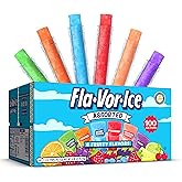 Fla-Vor-Ice Popsicle Variety Pack, Ice Pops, Assorted Flavors, 100 Count | 1.5 oz Freezer Bars, Freeze and Eat Popsicles, Frozen Snacks Dessert Bars for Kids and Adults, Real Fruit Juice