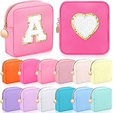 Kacctyen 12 Pcs Mini Makeup Bag Nylon Small Pouch for Purse Mini Square Nylon Pouch with Zipper Small Cosmetic Travel Makeup Bag Purse Organizer for Women(Fresh Color,Regular)