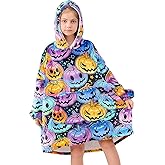 Moinlizy Wearable Blanket Hoodie for Kids 6-13Y, Oversized Thick Flannel Blanket Hooded with Pocket Sleeves
