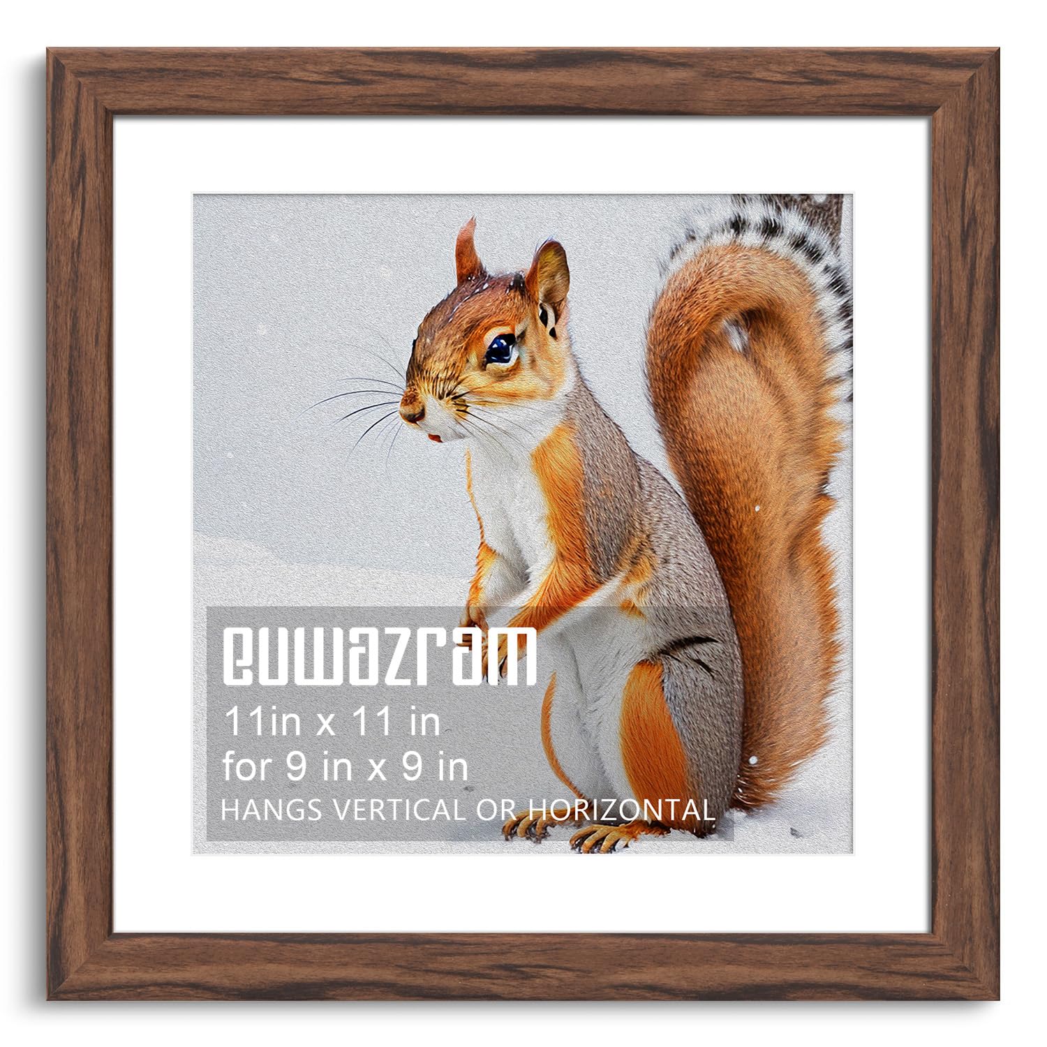 Photo 1 of ***MAJOR DAMAGE*** euwazram Rustic Walnut 11x11 Frame - Single Frame, 11 x 11 Poster Frame with Mat for 9x9, Picture Frames for Artwork, Puzzles, Photos and Movie Posters