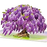 POPWOW Wisteria Tree Pop Up Card, Purple Flowers, 3D Greeting Cards, Gift For Birthday, Mothers Day, Anniversary, Valentines, Thinking Of You, Thank You, 5x7 - Includes Envelope And Message Note