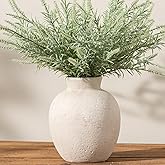 Vanselia Ceramic Flower Vase Home Decor - Farmhouse Table Vases Rustic Vintage Living Room Kitchen Bedroom Decorations for House Book Shelf Office Coffee Desk Dining Fireplace (7.4" Rustic)