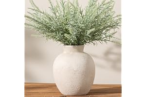 Vanselia Ceramic Flower Vase Home Decor - Farmhouse Table Vases Rustic Vintage Living Room Kitchen Bedroom Decorations for House Book Shelf Office Coffee Desk Dining Fireplace (7.4" Rustic)