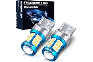 Combriller 7440 Led Bulb White 6000K, T20 7441 7444 7443 7440 Led Bulb with Projector Replacement for Led Reverse Lights Turn Signal Bulb Brake Light Bulb Tail Light Bulb Parking Light Bulb, Pack of 2