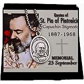 Saint Padre Pio Necklace, Confirmation, Patron Saint Gift, 24" Stainless Steel Round Venetian Box Chain