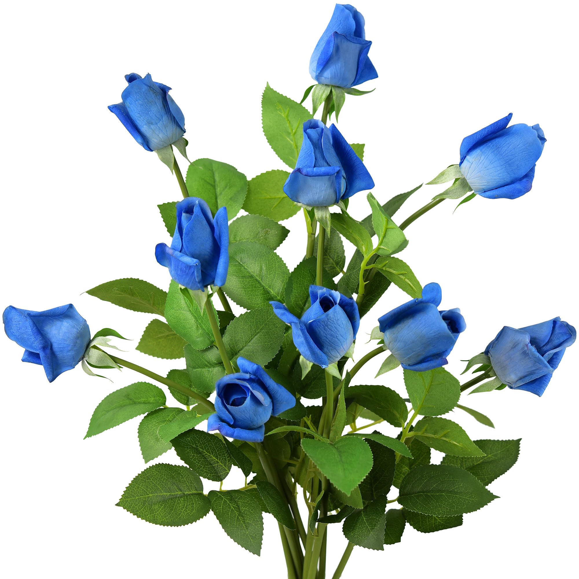 FiveSeasonStuff Roses Artificial Flowers 10 Long Stems (53cm) Blue Real Touch Silk Roses ‘Petals Feel and Look like Fresh Roses’ Bouquet of Flowers Floral Arrangements