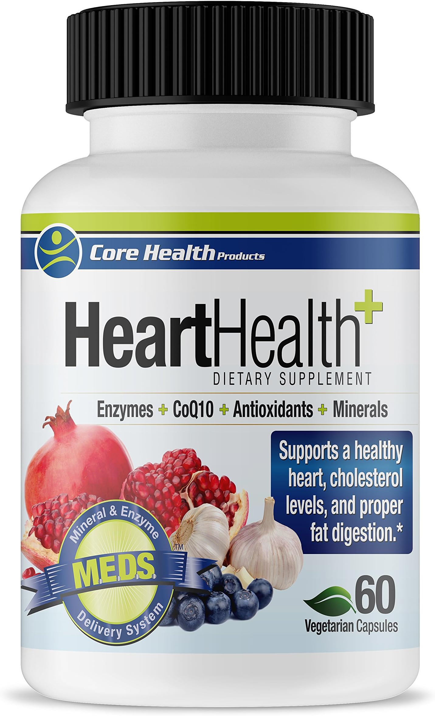 Core Health Products Heart Health Fat Digestion Dietary Supplement includes CoQ10, Enzymes and Plant-based Minerals