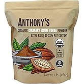 Anthony's Organic Culinary Grade Cocoa Powder, 1 lb, Dutch Processed Baking Cocoa, Gluten Free, Non GMO, Keto Friendly