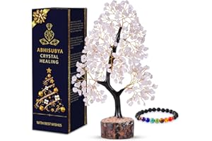 ABHISUBYA Rose Quartz Tree - Rose Quarts Tree - Desk Decorations for Women Office- Crystal Decor - Pink Room Decor - Desk Decorations - Pink Office Decor - Crystal Rose - Pink Office Accessories - Crystals