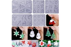 ZQYSING (5 Pack) Resin Earring Molds, Resin Jewelry Molds Christmas Silicone Pendant Molds Various Shapes Christmas Tree Snowflake Snowman Elk for DIY Earring Pendant Keychain Ornament Gift