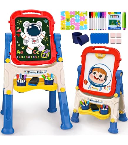 Support de table pour Enfants, tableau blanc magnétique double face en bois 3 en 1 Support de table pour Enfants, tableau blanc magnétique double face en bois 3 en 1