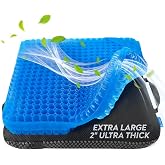 Gel Seat Cushions for Long Sitting- Extra Large &amp; Ultra Thick(2 Inch) Orthopedic Chair Pad for Pressure Relief, Sciatica &amp; Back Pain &ndash; Non-Slip, Cooling, Portable for Office, Car, Truck, Wheelchair