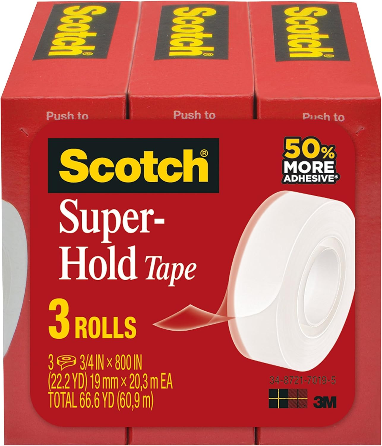 Scotch Super-Hold Tape, 3/4 in x 800 in, 3 Rolls, 1 in Core (700S3) : Office Products