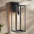 John Timberland Titan Modern Industrial Outdoor Wall Light Fixture Mystic Black Metal 20" Clear Glass Damp Rated for Exterior House Porch Patio Outside Deck Garage Yard Front Door Garden Home
