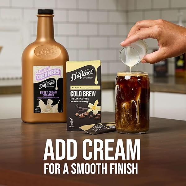 DAVINCI GOURMET VANILLA COLD BREW STICK PACK, INSTANT COFFEE POWDER, 6 COUNT