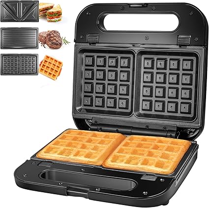 Rewardhsu Appareil A Croque Monsieur 3 En 1 Grill Gaufrier Et Sandwich Grande Puissance De 750w 3 Plaques Antiadhesives Et Interchangeables Noir Amazon Fr Cuisine Maison
