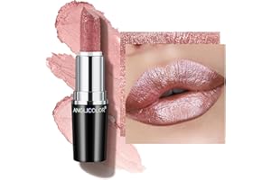 Anglicolor Glitter Lipstick High Impact Lipcolor,Nude Lipstick Moisturizing Creamy Formula,Metallic Pink Lipstick For Women,F