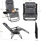 Yaheetech Zero Gravity Chair Outdoor Heavy Duty Folding Recliner with Cup Holder view 3