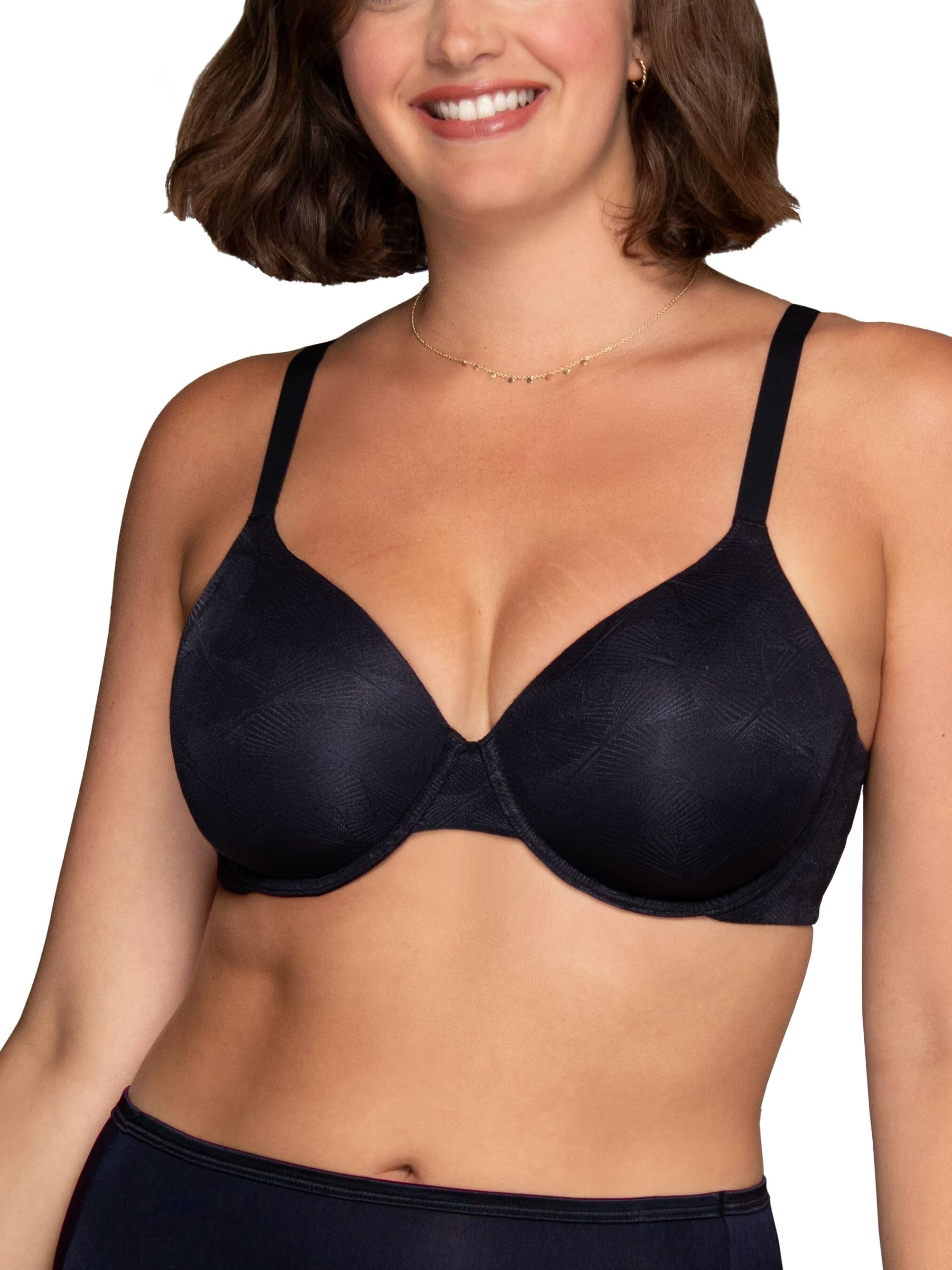 Vanity Fair Women’s Breathable Luxe Lightweight Spacer Bra | Natural Shaping, Light & Airy, Underwire Bras | Full Coverage Cups up to DD, Midnight Black, 38D