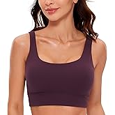 CRZ YOGA Butterluxe U Back Longline Sports Bras for Women - Scoop Neck Padded Yoga Workout Crop Top with Built in Pads