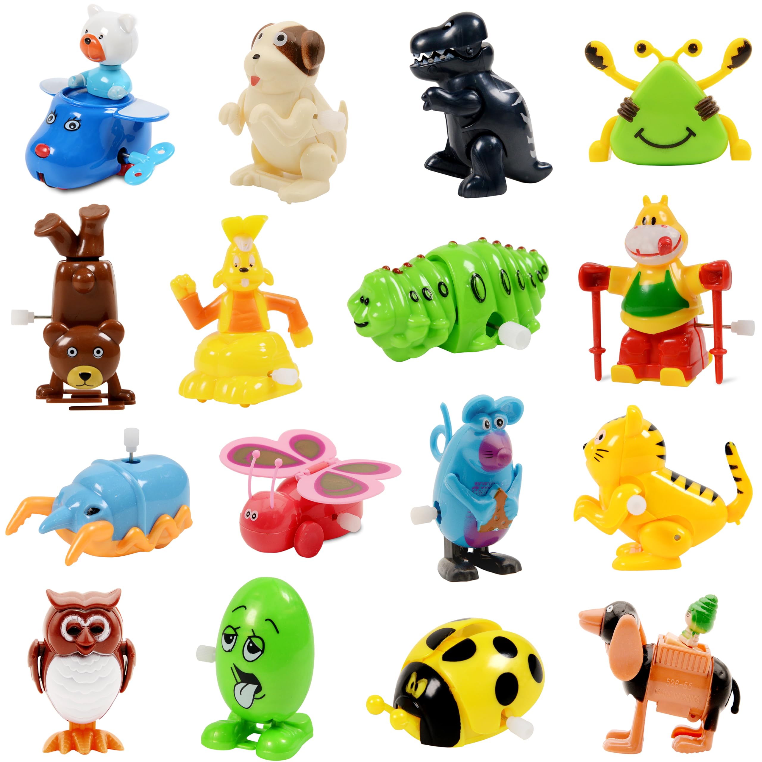 Nunki Toy Wind Up Toy,16 Pack Assorted Clockwork Toy Set(Contents and Color May Vary), Wind Up Animal Party Favors Toy Great Gift for Boys Girls Kids Toddlers