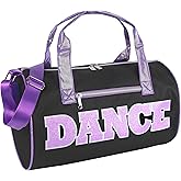 Dance Duffle Bags for Dancers, Girls, Teens, and Student Athletes, Fun Dance Workout Duffel Bag for Girls and Boys (Black/Purple)