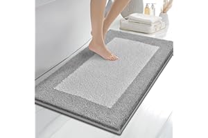anllugs Bathroom Rugs 24" x 36", Non-Slip Extra Soft Absorbent Bath Rugs, Machine Washable Quick Dry Bath Mats for Bathroom Floor, Shower, Bathtub and Sink, Light Grey & Grey