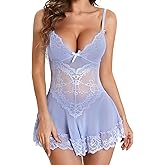 RSLOVE Babydoll Lingerie for Women Lace Chemise Sexy Nightgown Sleepwear Dress