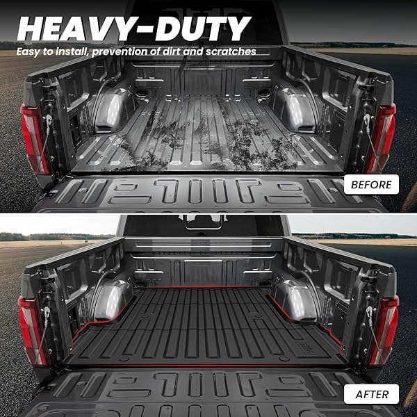 LASFIT 5.5FT BED MAT FOR FORD F-150 | F150 LIGHTNING 2026 2025 2024 67.1″ BED BOX ALL WEATHER PROTECTOR TPE TRUCK BED LINER DURABLE EASY CLEAN-NOT FIT FOR DROP IN BEDLIENR