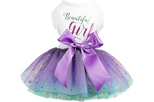 Dog Dresses for Small Dogs Girl - Gradient Sequin Mesh Summer Tutu Dress Dog Clothes - Cat Apparel - Pet Puppy Clothing Doggie Outfits by Kosiyi (X-Small, Gradient Blue)