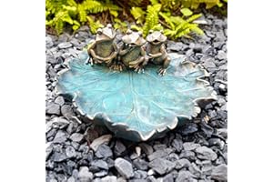 BRILLIANT PROSPECT Frog Bird Feeders, Bird Baths for Outdoors, Resin Birdbath Bowl, Outdoor Polyresin Frogs on Leaf Bath Bowl for Outside Yard Table Decor
