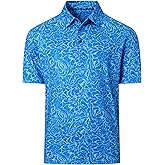 starweave Mens Golf Shirts Short Sleeve Dry Fit Print Moisture Wicking Performance Collared Casual Polo Shirts for Men