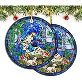 Christian Nativity Ornaments - Set of 2 Acrylic Jesus Christmas Tree Decorations