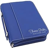 The Wedding Party Store Custom Engraved Bible Cover Case - Personalized Bible Holder Monogrammed for Church, Christians, Religious Gift (Blue with Silver)