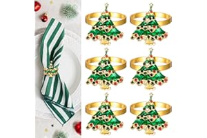 KESOTE Christmas Napkin Rings Set of 6, Holiday Christmas Tree Napkin Rings Christmas Napkin Holder Rings for Christmas Dinning Table Decorations