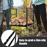 TANGZON Heavy Duty Steel Firewood Rack, Indoor Outdoor Log Holder 40x34x36cm view 3