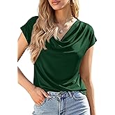 PRETTYGARDEN Womens Tops Dressy Casual Clothing 2026 Summer Cowl Neck Short Sleeve Blouses Spring Business Work Office Shirts