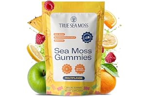 TrueSeaMoss Sea Moss Gummies with Bladderwrack & Burdock Root – Vegan Formula for Adults & Kids – Fruity Flavor – 60 Gummies (Pouch May Vary)