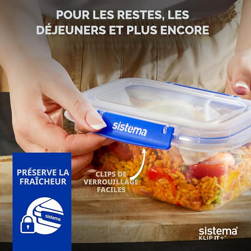 KLIP IT PLUS Récipients de conservation alimentaire | 400 ml | Boîtes alimentaires étanchesempilables et hermétiques compatibles réfrigérateur/congélateur | sans BPA | Lot de 3