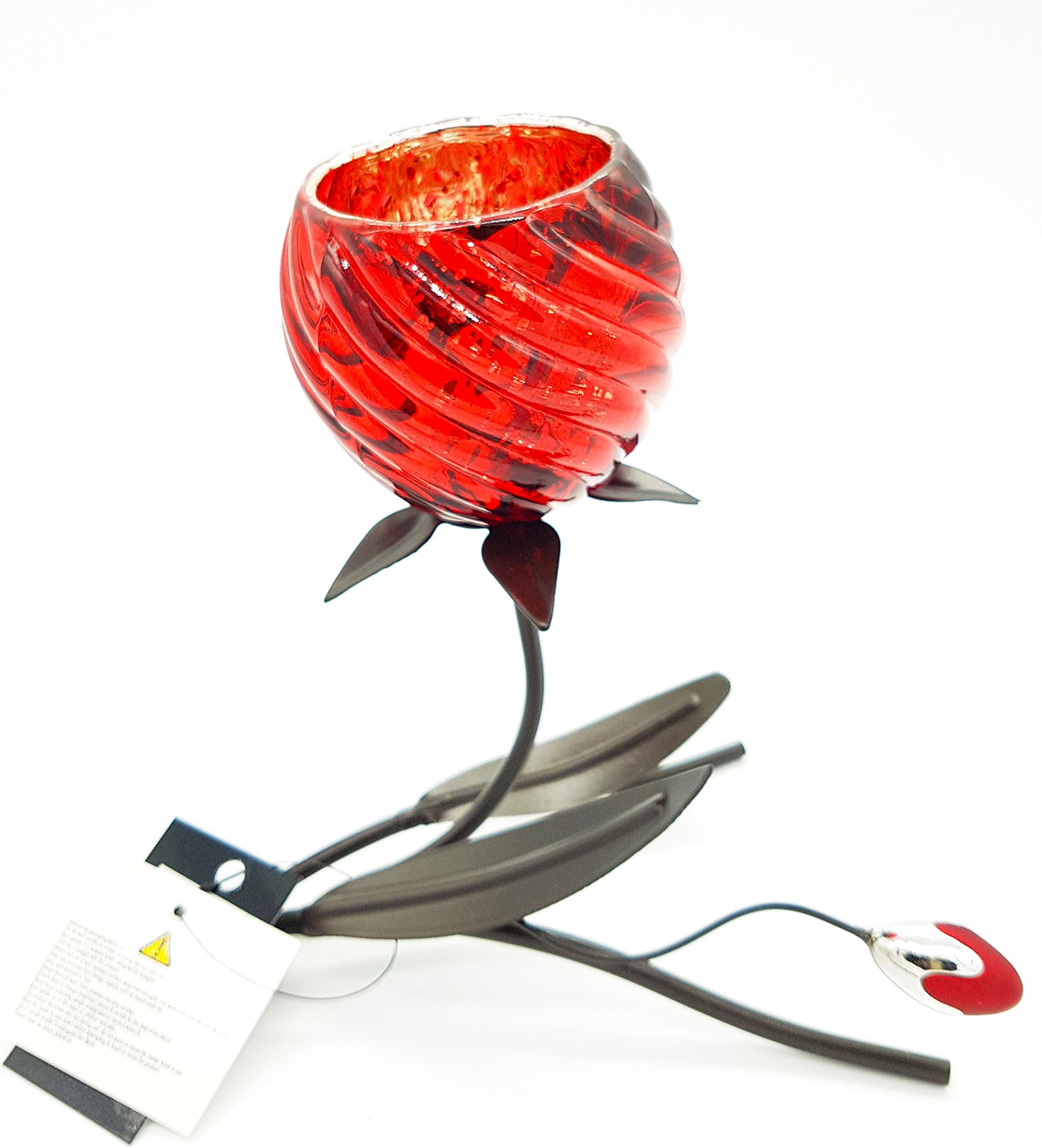 Straits Tea Light Holders Glass Candle Holder | Shaped As A Flower - Unique Wedding Centrepiece Table Gift (Single 17.5cm)