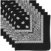 6 Pack Pure Cotton Bandana, Multi-Purpose Square Handkerchief, Face Mask headband for Men and Women