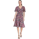 London Times Women's Petite Ruched Waist Dress