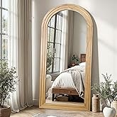 Delma Arched Full Length Floor Mirror with Stand, 55x24 Rustic Farmhouse Solid Wood Frame Wall Mirror for Bedroom, Living Room, Vertical Hanging & Standing(Natural)