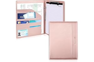Meiikun Porte-documents en cuir synthétique - Porte-bloc A4 - Porte-documents avec poches pour cartes pour CV entretien, clas
