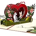 Ribbli Cat Pop Up Card for All Occasion, Anniversary Card, Birthday, Valentines Day Card, Romantic Love Card for Him Her Husband Wife Couple Parents Boyfriend Girlfriend, with Envelope