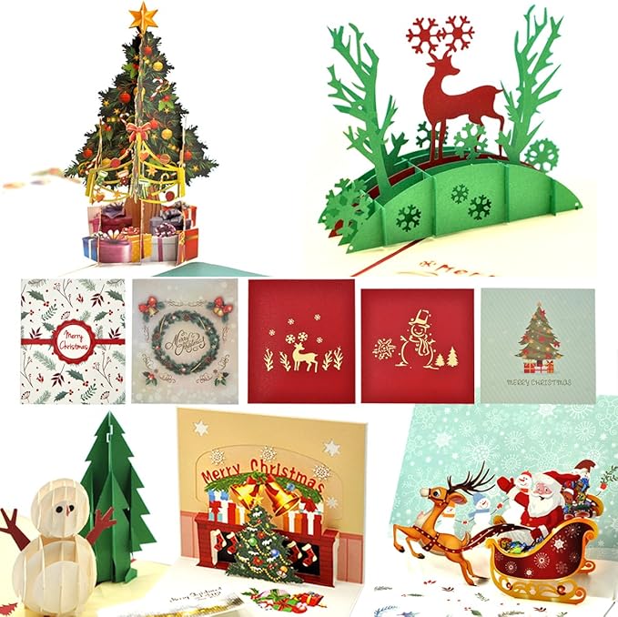 Scritte Di Buon Natale In Inglese.Ezakka Biglietti Di Auguri Di Natale 3d Con Buste A Tema Natalizio Confezione Da 5 Scritte In Lingua Inglese Amazon It Cancelleria E Prodotti Per Ufficio